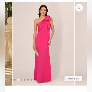 Adrianna Papell Stretch Crepe One-Shoulder Bow Dress